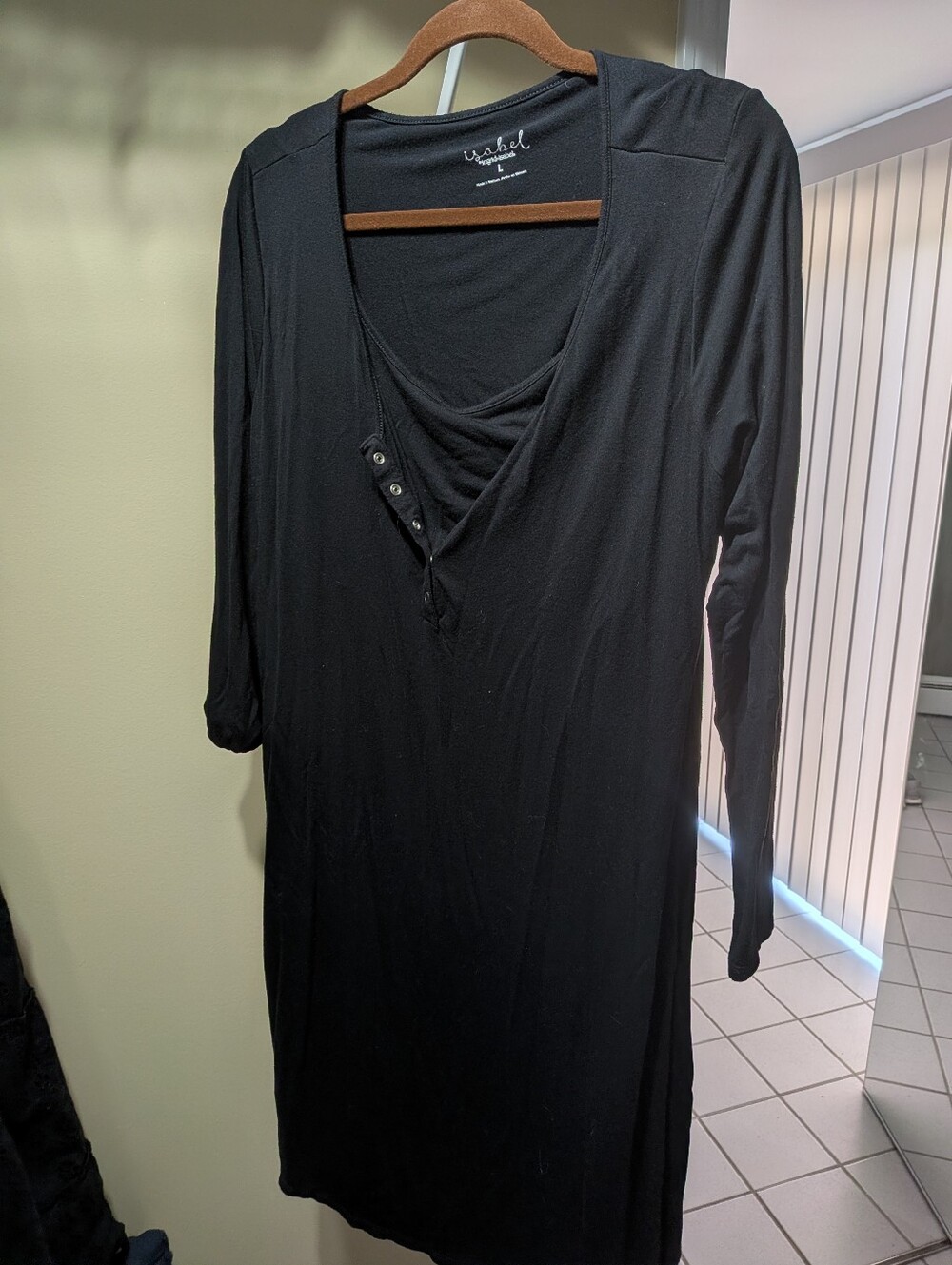Isabel nursing Black Long Sleeve V-Neck Dress
